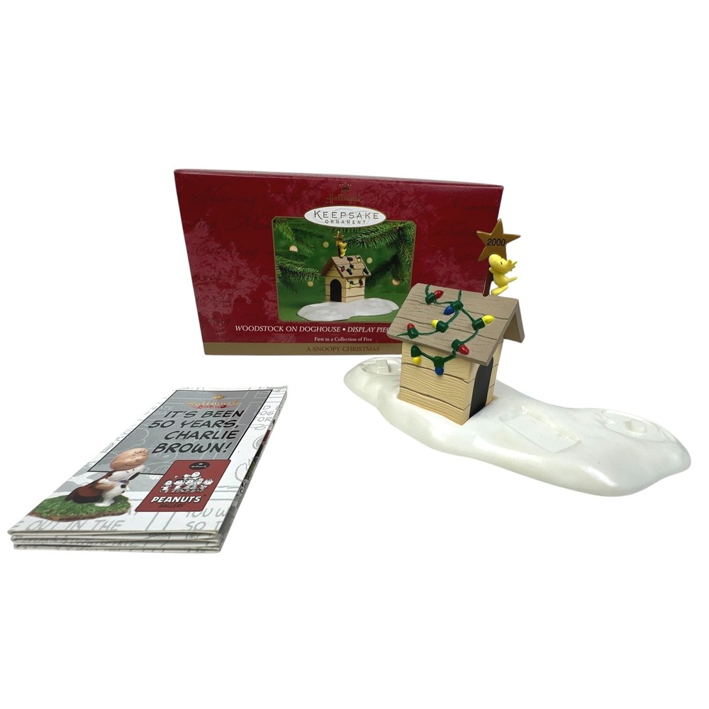 Hallmark Keepsake Woodstock on Doghouse Display Piece Peanuts 2000 Christmas